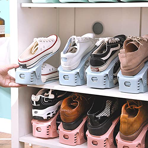 MaSYZBF Shoe Slots Organizer for Closet Organization, Shoe Stacker Can Save 50% of Space 3 Pack Adjustable, Double Layer Shoe Slot Stacker Organizer Holder for Closet,Grey