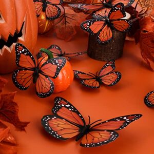 SAVITA 24pcs Monarch Butterfly Magnet, Artificial Lightweight Monarch Butterfly Beautiful 3D Monarch Butterfly Wall Decal for Wall Door Refrigerator for Party Birthday Celebration Favour