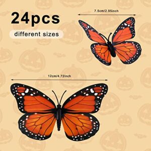 SAVITA 24pcs Monarch Butterfly Magnet, Artificial Lightweight Monarch Butterfly Beautiful 3D Monarch Butterfly Wall Decal for Wall Door Refrigerator for Party Birthday Celebration Favour