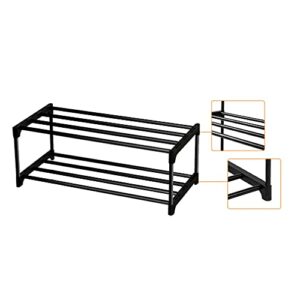 XIANGLV Shoe Rack, 2-Layer Shoe Rack Small, Can Hold 6 Pairs Of Shoes, Shoe Shelf Storage Organizer,Anti-Rust Coating, Suitable For Dormitory, Rental House, Balcony, stacking up (2 Tier), Black