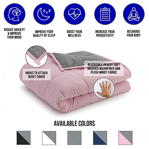 Ella Jayne Home - Reversible Weighted Blanket - Minky Texture/Microfiber - Uses Polyester and Glass Beads for Weight - (48x72, 15lbs)