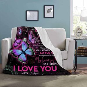 Personalized Custom Name Message Blanket to My Mom from Daughter, My Loving Mom, My Hero I Love You, Soft Throw Blanket 30 x 40 Inches