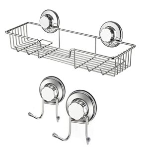 ipegtop suction cup shower caddy and double hooks
