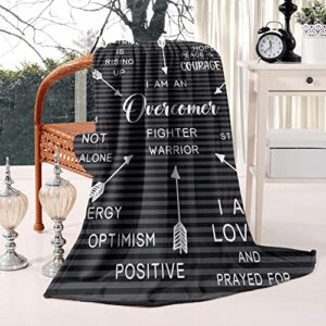 vignul inspirational healing blanket, unique sympathy gifts, comfort gifts for cancer patients, motivational gifts for mastectomy patients (60x50, black)