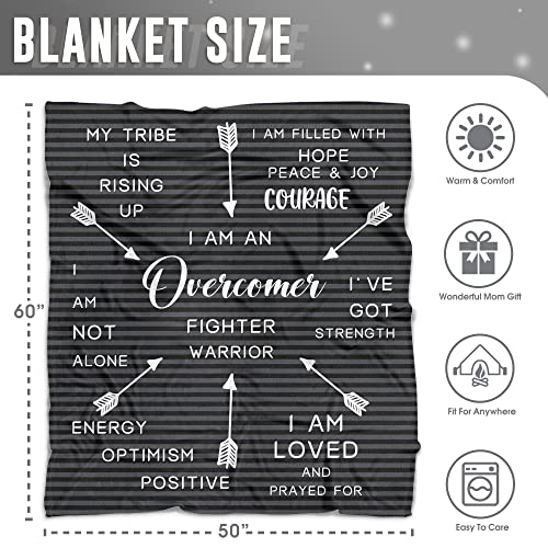 Vignul Inspirational Healing Blanket, Unique Sympathy Gifts, Comfort Gifts for Cancer Patients, Motivational Gifts for Mastectomy Patients (60x50, Black)