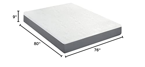 PrimaSleep 9 Inch Gel Infused Superior high-Density Memory Foam Mattress, CertiPUR-US® Certified, Gray, King