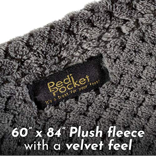 PediPocket XXL Patented Foot Pocket Blanket – Gorgeous Gunmetal – Extra Large 60” x 84” with 30” Deep Foot Pocket, Plush Fleece Blanket - Everyday Luxurious Comfort, Machine Washable, Great Gift Idea