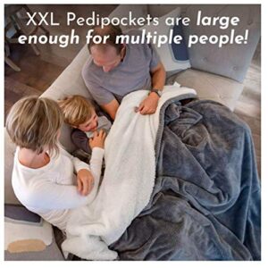 PediPocket XXL Patented Foot Pocket Blanket – Gorgeous Gunmetal – Extra Large 60” x 84” with 30” Deep Foot Pocket, Plush Fleece Blanket - Everyday Luxurious Comfort, Machine Washable, Great Gift Idea
