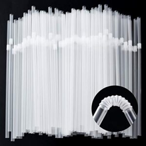 alink 500-pack clear flexible drinking straws, plastic disposable bendy straws - 7.75" x 0.23"