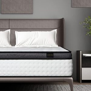 chevni king mattress, 10 inch individually pocket springs hybrid mattress,dual layer gel memory foam,medium firm mattresses in a box king size mattress