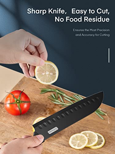 Knife Set, D.Perlla 16 Pieces Black Kitchen Knife Set with Acrylic Stand, High Carbon Stainless Steel, BO Oxidation Knife Block Set, No Rust, Non Slip Handle, Sharp Knife