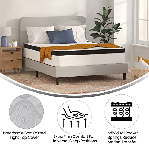 EMMA + OLIVER Asteria Extra Firm 12" Hybrid Mattress in a Box with CertiPUR-US Certified Foam, Pocket Spring Core & Knit Fabric Top for All Sleep Positions - Queen