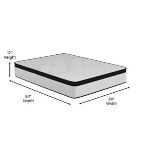 EMMA + OLIVER Asteria Extra Firm 12" Hybrid Mattress in a Box with CertiPUR-US Certified Foam, Pocket Spring Core & Knit Fabric Top for All Sleep Positions - Queen