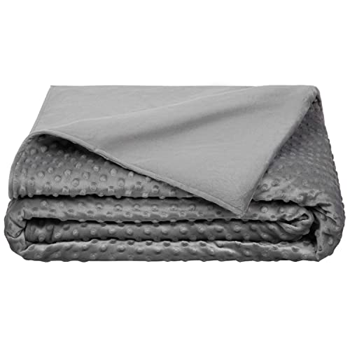 5 STARS UNITED Weighted Blanket Cover – 60”x80”, Grey, Minky Dot | Solid Minky Fleece - Removable Duvet Cover Only