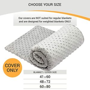 5 STARS UNITED Weighted Blanket Cover – 60”x80”, Grey, Minky Dot | Solid Minky Fleece - Removable Duvet Cover Only