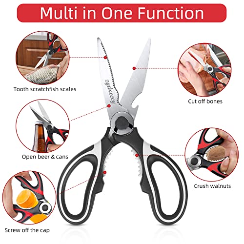 Kitchen Scissor For General Use 2-Packs,Heavy Duty Kitchen Raptor Meat Shears,Dishwasher Safe Cooking Scissors, Stainless Steel Multi-function Scissors For Food,Chicken,Poultry, Fish, Pizza,Herbs