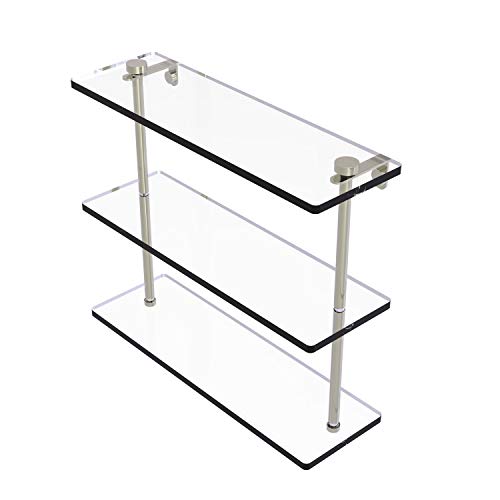 Allied Brass NS-5/16 16 Inch Triple Tiered Glass Shelf, Polished Nickel