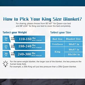 AN King Weighted Blanket (20 lbs, 80” x 87”) Perfect for Couples, King Size Heavy Blanket Breathable Cotton with Natural Glass Beads