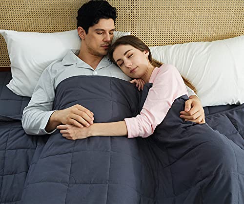 AN King Weighted Blanket (20 lbs, 80” x 87”) Perfect for Couples, King Size Heavy Blanket Breathable Cotton with Natural Glass Beads