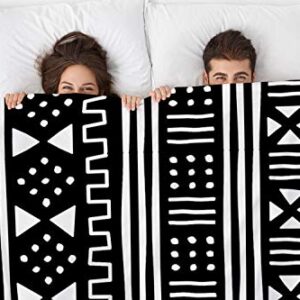 Swono African Mudcloth Throw Blanket,Afrocentric White Black African Mudcloth Mudprint Thorw Blanket Soft Warm Decorative Blanket for Bed Couch Sofa Office Blanket 30"X40"