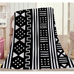 Swono African Mudcloth Throw Blanket,Afrocentric White Black African Mudcloth Mudprint Thorw Blanket Soft Warm Decorative Blanket for Bed Couch Sofa Office Blanket 30"X40"