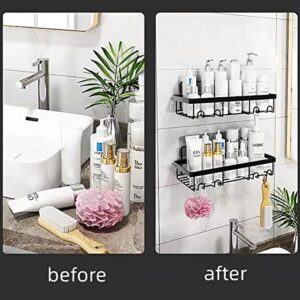 Shower Caddy Shower Organizer,4 Pack Black Corner Shower Shelves for Inside Shower,No Drilling Self Adhesive Bathroom Storage Organizer with Soap Holder,Rustproof Shower Rack for Kitchen and Bathroom