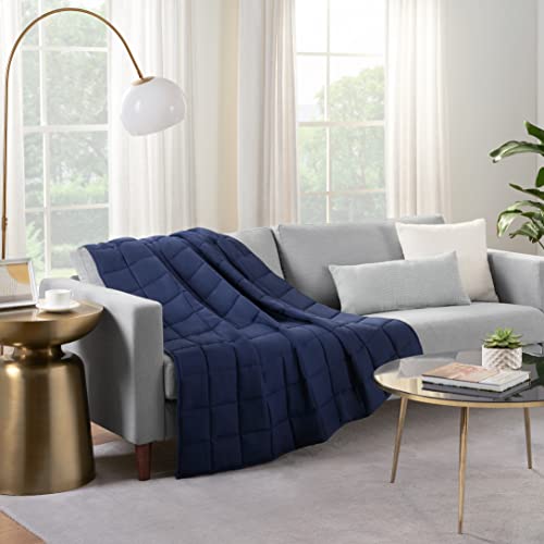 SERTA Zen Rest Wrinkle Resistant Adult Heavy Weighted Throw Blanket Filled with Glass Beads, 12 lbs (48 in x 72 in), Navy