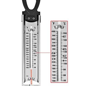 Candy Thermometer with Pot Clip & Hanging Ring Handle Stainless Steel Cooking Thermometer Food Thermometer Deep Fry Thermometer Classic Candy Thermometer