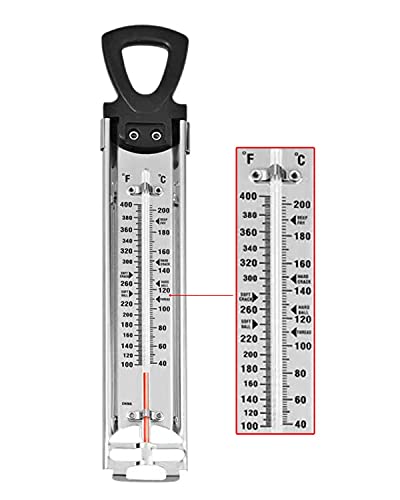 Candy Thermometer with Pot Clip & Hanging Ring Handle Stainless Steel Cooking Thermometer Food Thermometer Deep Fry Thermometer Classic Candy Thermometer