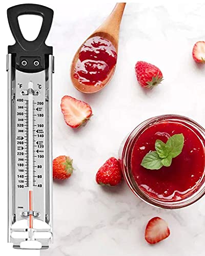 Candy Thermometer with Pot Clip & Hanging Ring Handle Stainless Steel Cooking Thermometer Food Thermometer Deep Fry Thermometer Classic Candy Thermometer