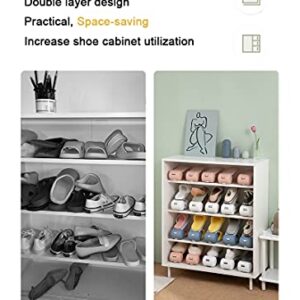 MinYiKou Unique Shoe Slots Organizer，Adjustable Shoe Stacker Space Saver，Easy Shoe Organizer，Double Deck Shoe Rack Holder Space-Saving Storage Units for Shoe cabinet Organization (Gray)