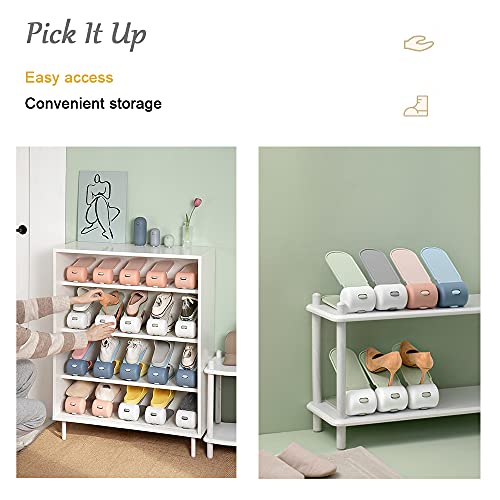 MinYiKou Unique Shoe Slots Organizer，Adjustable Shoe Stacker Space Saver，Easy Shoe Organizer，Double Deck Shoe Rack Holder Space-Saving Storage Units for Shoe cabinet Organization (Gray)