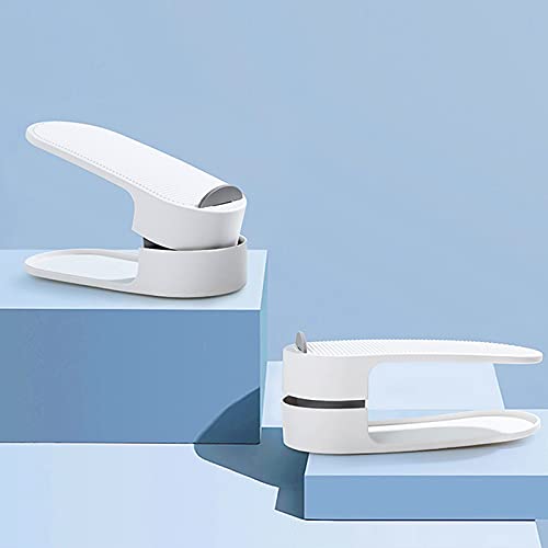 ALWWL White Shoe Storage Rack, Integrated Household Adjustable Double Tiers Shoes Slots, for Livingroom Bedroom Bathroom- 16 Pcs