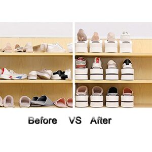 ALWWL White Shoe Storage Rack, Integrated Household Adjustable Double Tiers Shoes Slots, for Livingroom Bedroom Bathroom- 16 Pcs