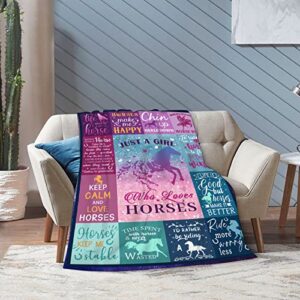 WUTZTIFE Horse Gifts for Girls Women Horse Blanket for Girls Best Gifts for Horse Lovers Girls - Just A Girl Who Loves Horses Birthday Anime Decor Throw Blanket 60" x 50"