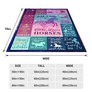 WUTZTIFE Horse Gifts for Girls Women Horse Blanket for Girls Best Gifts for Horse Lovers Girls - Just A Girl Who Loves Horses Birthday Anime Decor Throw Blanket 60" x 50"