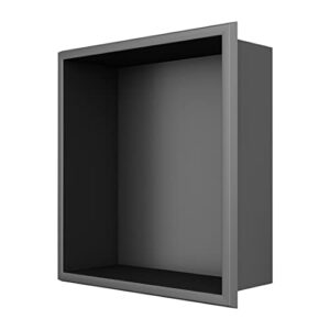 leafloat black nano bath niche stainless steel, 12"x12"x4", signle layer, recessed, 18 gauge t304 stainless steel, satin finish,bathroom recessed niche, cupc listed