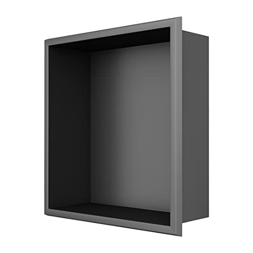 leafloat Black Nano Bath Niche Stainless Steel, 12"x12"x4", Signle Layer, Recessed, 18 Gauge T304 Stainless Steel, Satin Finish,Bathroom Recessed Niche, cUPC Listed