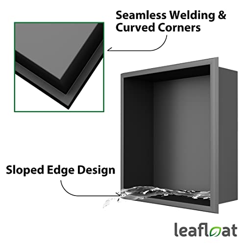 leafloat Black Nano Bath Niche Stainless Steel, 12"x12"x4", Signle Layer, Recessed, 18 Gauge T304 Stainless Steel, Satin Finish,Bathroom Recessed Niche, cUPC Listed