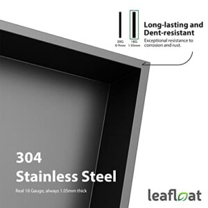 leafloat Black Nano Bath Niche Stainless Steel, 12"x12"x4", Signle Layer, Recessed, 18 Gauge T304 Stainless Steel, Satin Finish,Bathroom Recessed Niche, cUPC Listed