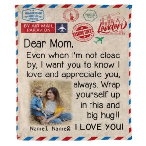 kreativfy customized photo blanket for mom from son- a heartfelt gift for birthday or mother's day, proudly printed in usa, silky smooth and super warm