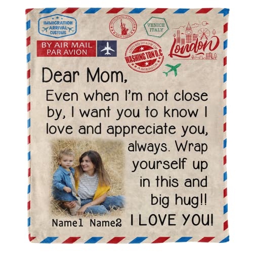 Kreativfy Customized Photo Blanket for Mom from Son- A Heartfelt Gift for Birthday or Mother's Day, Proudly Printed in USA, Silky Smooth and Super Warm