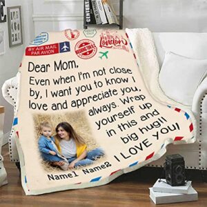 Kreativfy Customized Photo Blanket for Mom from Son- A Heartfelt Gift for Birthday or Mother's Day, Proudly Printed in USA, Silky Smooth and Super Warm