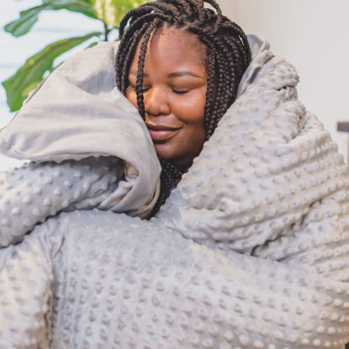 Be Humance - Weighted Blanket with Removable Cover (Grey 60x80,15lbs) - Zipper System - Breathable Minky Weighted Throw Blankets for Adult and Kids - All Season