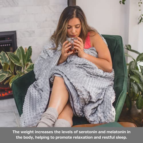 Be Humance - Weighted Blanket with Removable Cover (Grey 60x80,15lbs) - Zipper System - Breathable Minky Weighted Throw Blankets for Adult and Kids - All Season