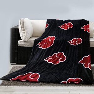 just funky naruto shippuden fleece throw blanket | 45 x 60 inches | featuring theiconic akatsuki cloud symbol | bed couch blanket | room décor | anime blanket | officially licensed