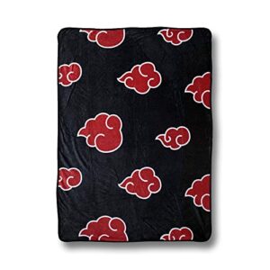 JUST FUNKY Naruto Shippuden Fleece Throw Blanket | 45 x 60 Inches | Featuring TheIconic Akatsuki Cloud Symbol | Bed Couch Blanket | Room Décor | Anime Blanket | Officially Licensed
