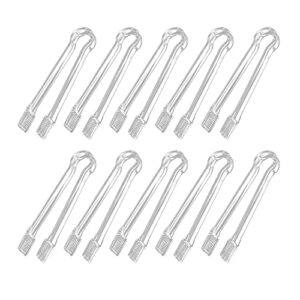 10 pcs plastic buffet serving tongs, clear kitchen tongs mini serving utensil tongs for food ice salad buffet barbecue cookies, 6.3 inches