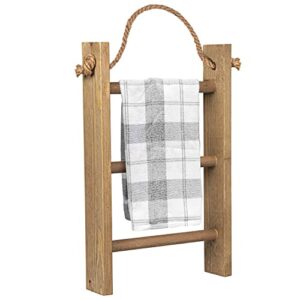 ilyapa hanging towel rack ladder for bathroom - weathered wood blanket ladder for rustic bedroom farmhouse decor