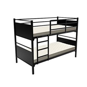 treaton, 5" medium high density foam mattress with heavy duty metal bunk bed, 30-inch, black